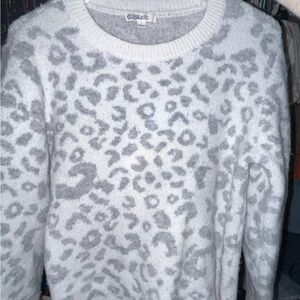 Madison White and Gray Leopard Print Sweater